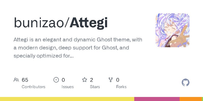 GitHub - bunizao/Attegi: Attegi is an elegant and dynamic Ghost theme, with a modern design, deep support for Ghost, and specially…