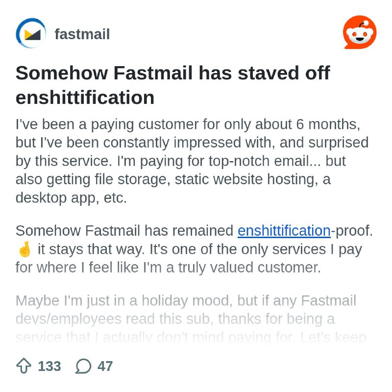 From the fastmail community on Reddit