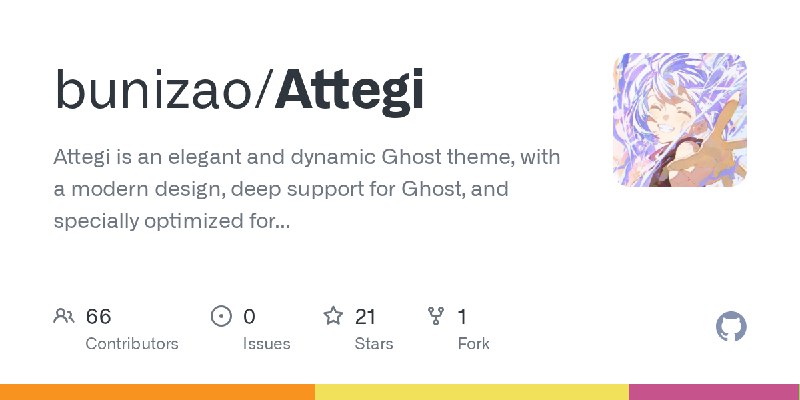 GitHub - bunizao/Attegi: Attegi is an elegant and dynamic Ghost theme, with a modern design, deep support for Ghost, and specially…